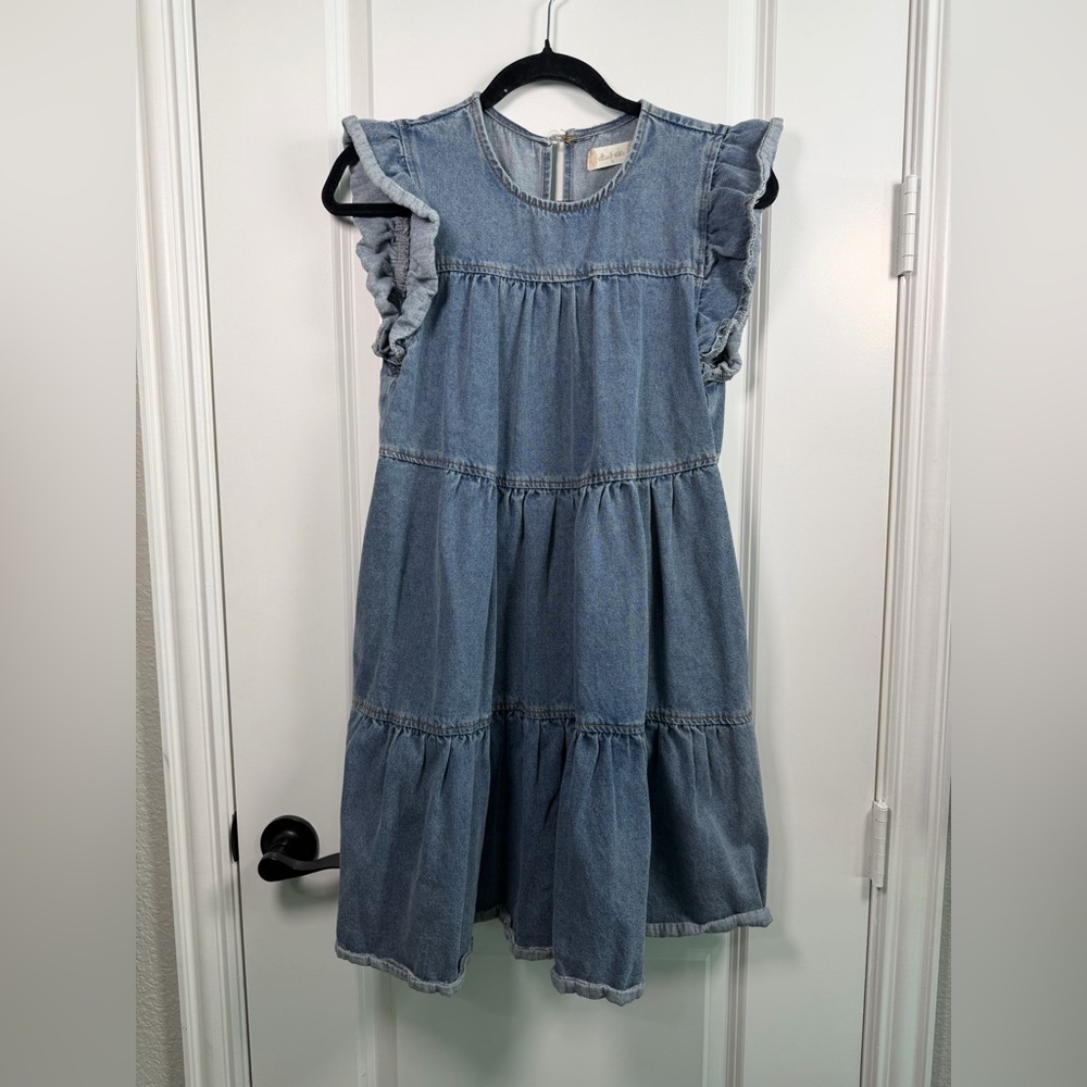 Altar'd State Blue Ruffle Denim Dress